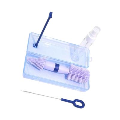 Double Head Infant Bottle Cleaning Brush Kit Flexible Silicone Handle Removable Drying Rack Design Organsier Case