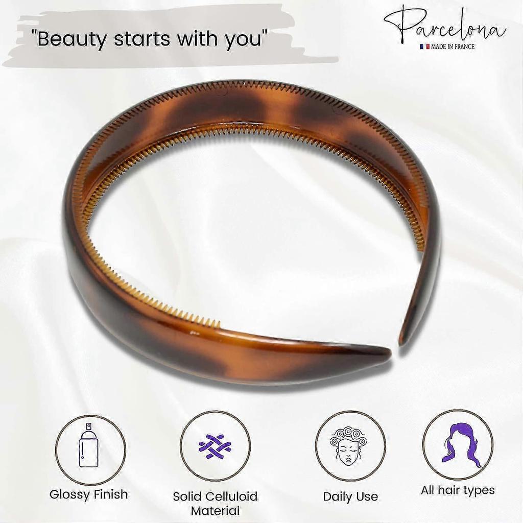 Women's Classic Hair Headbands, 3/4 Inch Wide, Non-Slip Grip, Durable Cellulose Material, Set of 2, Elegant Design for Everyday Use