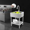 Kitchen Single Bowl Sink Stainless Steel Freestanding Adjustable Temperature Sinks w/Faucet&Drain Pipe for Restaurants