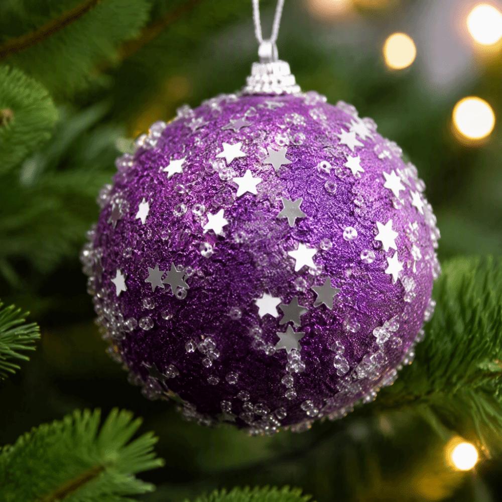 Purple Color Christmas Tree Ornaments Plastic Material Christmas Spheres Holiday Decor