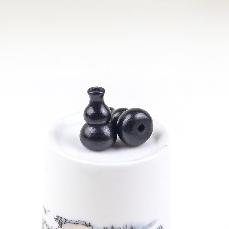 Small 10x15MM Ebony Wood Gourd Pendant Buddhist Beads Bracelet - Handmade Wenwan Wooden Accessory.