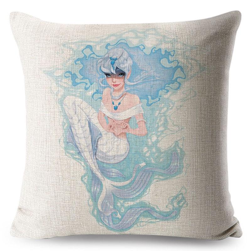 Luxurious Anime Cartoon Mermaid Pillow Cover For A Chic Sofa Living Square Pillow Case