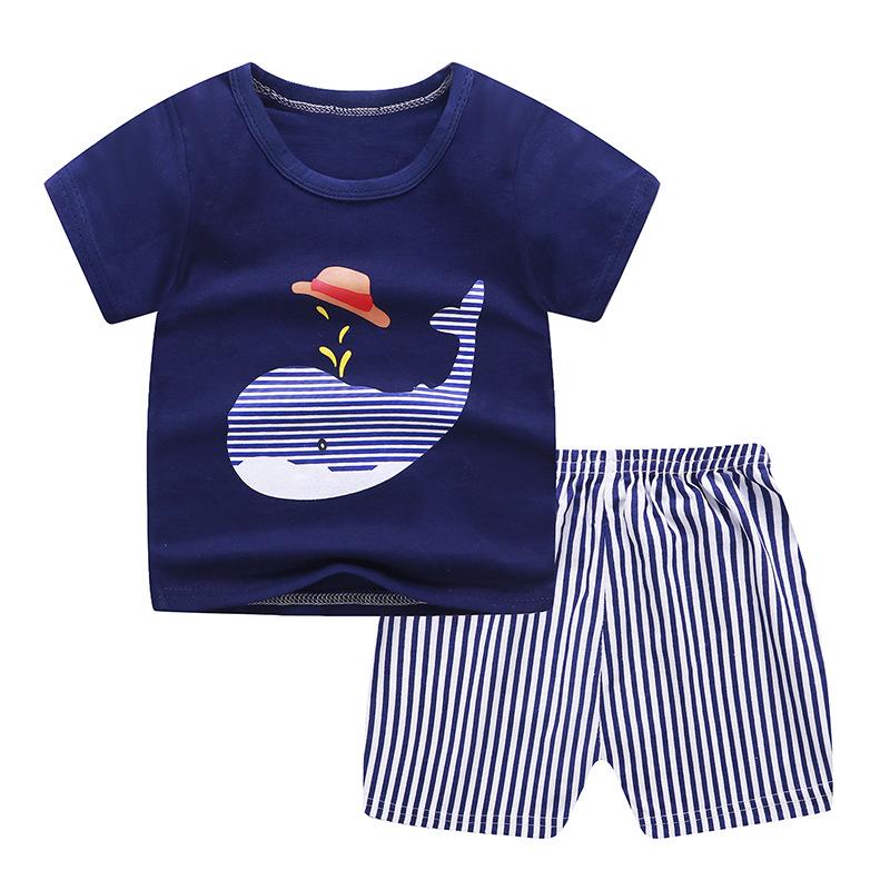 Cute Children Short-sleeved Suit Baby T-shirt Set Cotton Short-sleeved Shorts Kids Summer Children's Clothing