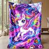 Magical Purple Unicorn Theme blanket Lightweight Warm Flannel Blanket Decorative Throw Blanket for Home Decoration