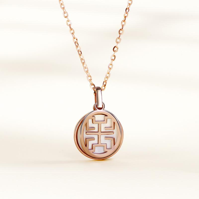 Guochao Happy Character Necklace Ins Fashion Light Luxury Temperament Pendant Fritillary Collarbone Chain
