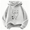 Fashion Children Hoodie, Elegant Line Drawing Cat With Paw Print Decor Pattern Pullover Sweatshirt, Fall Winter Casual Sport Long Sleeve Top