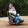 Swing Chair Gnome Statue Miniature Garden Decors Outdoor Landscape Dwarfs Drink Coffee Sculpture for Yard Lawn