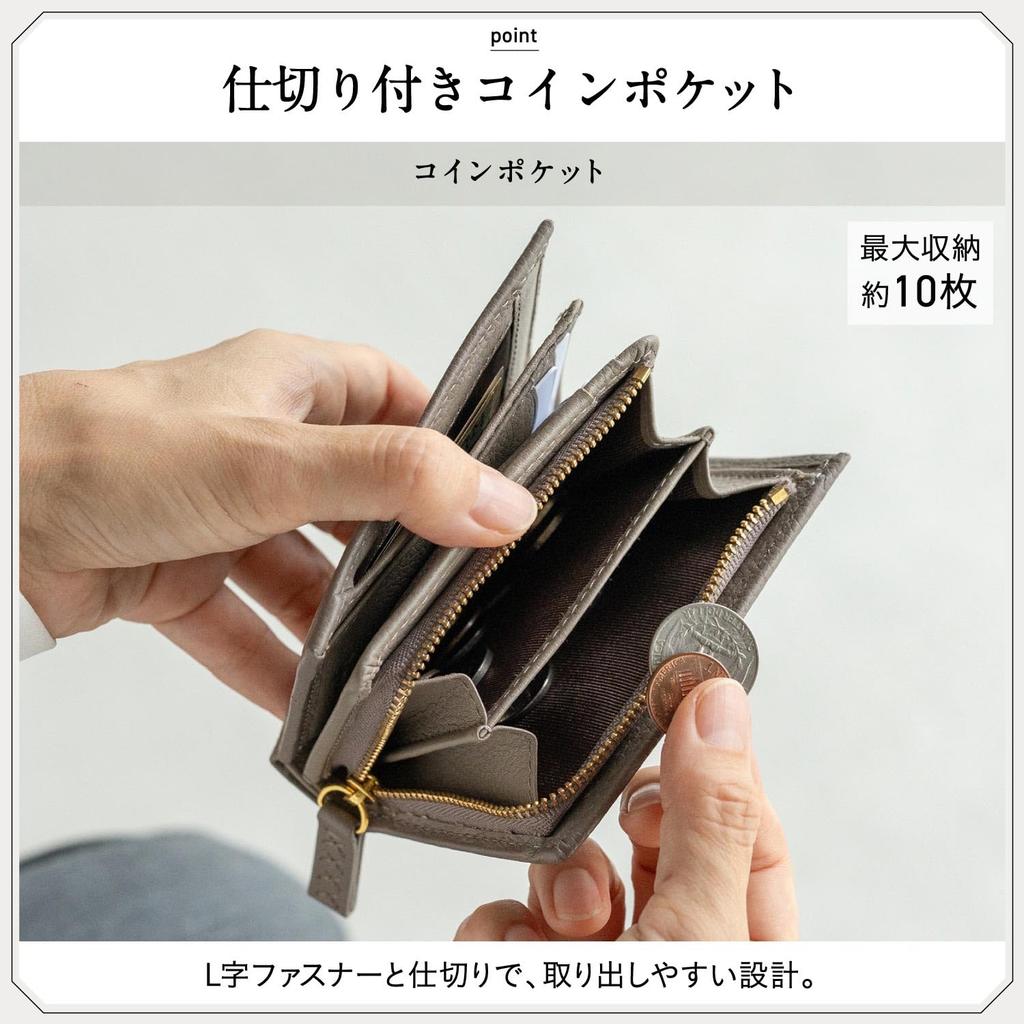 Mura Compact Bifold Mini Genuine Leather Women's Wallet, (Gray)