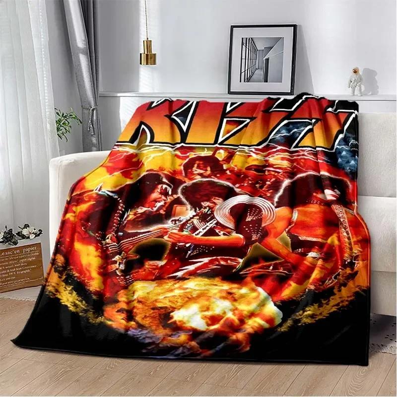 KISS Band Pattern Throw Blanket Light Weight Blanket for Living Room Bedroom Kidsroom Warm Blanket Christmas Gift