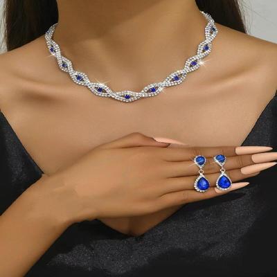 Trendy Bridal Set: Pearl Rhinestone Necklace, Earrings, Bracelet, Ring
