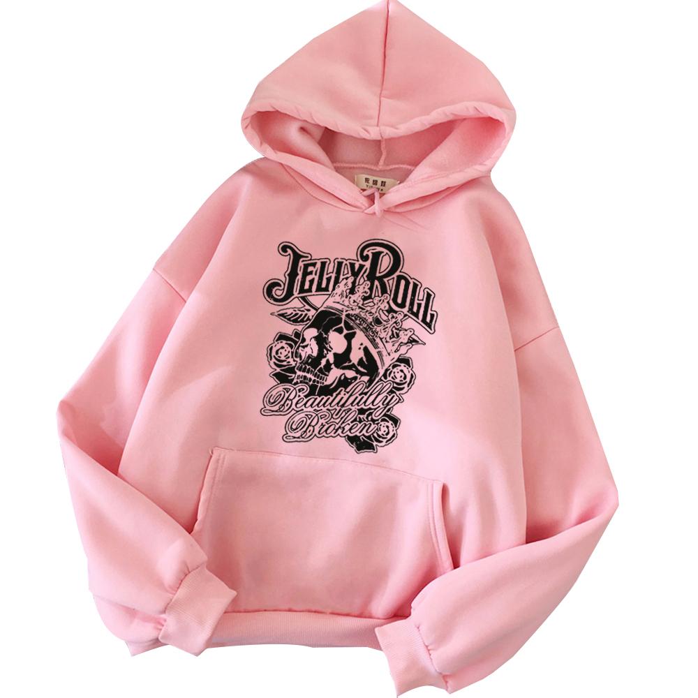 Jelly Roll Hoodie Beautifully Broken Album Jelly Roll Merch Unisex Harajuku Pullover Tops Hoodie S