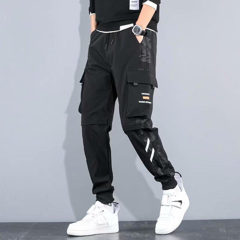New Pants Men's Korean Version Trend Loose Student Ins Nine Points Chic Casual Overalls Trendy Brand Tied Feet