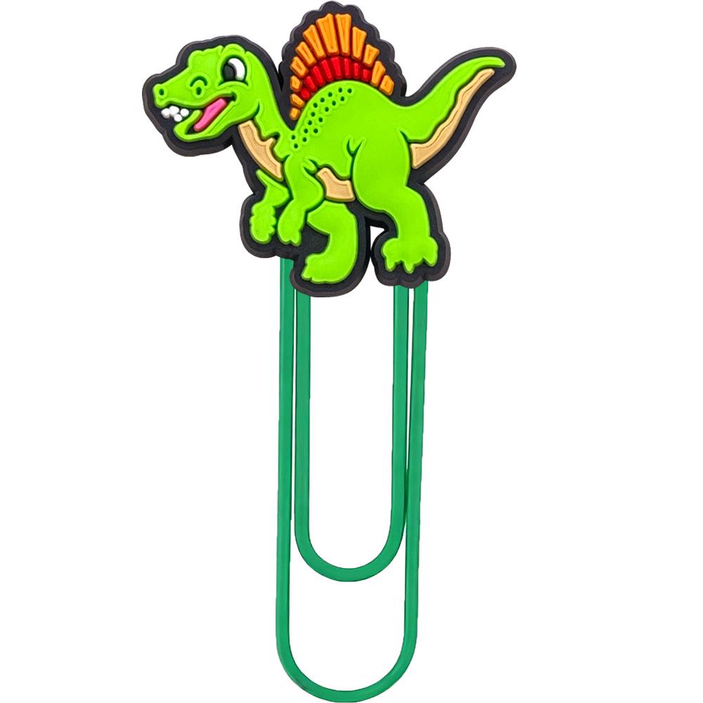 Dinosaur PVC Cartoon Paperclip - Creative, Colorful, U-shaped Bookmark Office Supplies