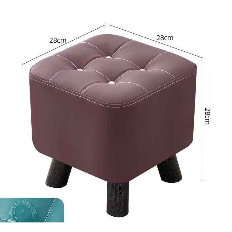 Home Living Room Tea Table Stool Solid Wood Sofa Stool Pedal Door Change Shoes Low Stool Cat Scratch Leather Pier