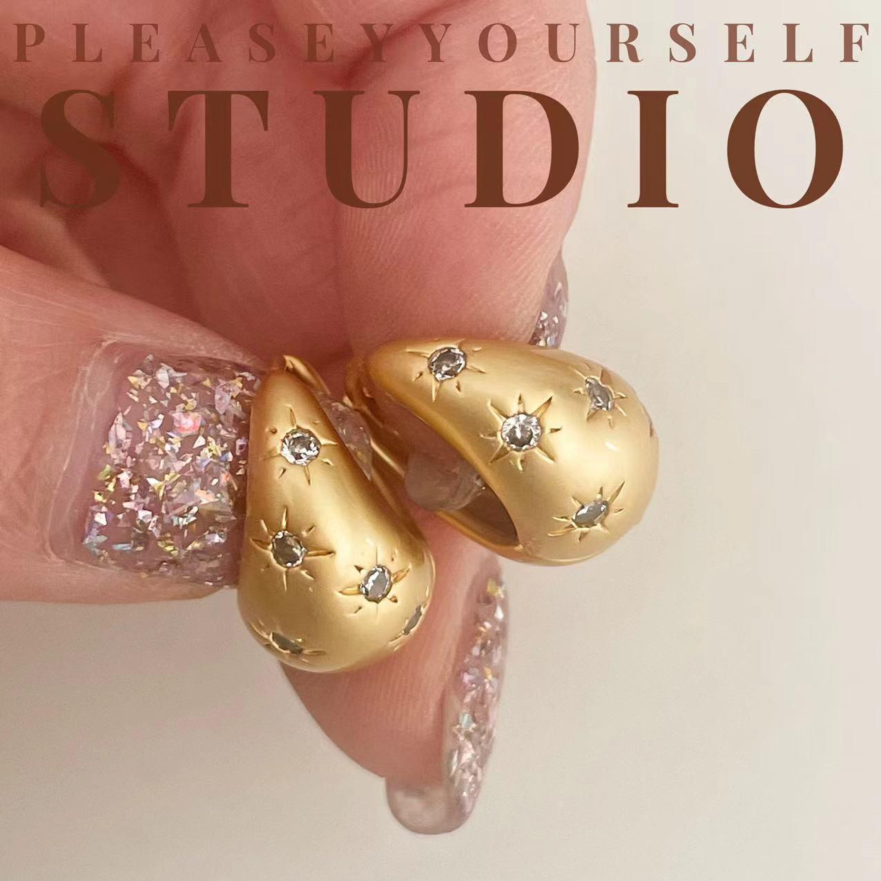 Eight-Pointed Star Zirconia Water Drop Earrings - Elegant & Simple Fashion Ear Cuff. серебряный