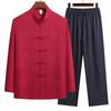Tang Suit Jacket Spring and Autumn Thin Long-sleeved Suit Men's Cotton and Linen Embroidered Chinese Style Shirt Trousers