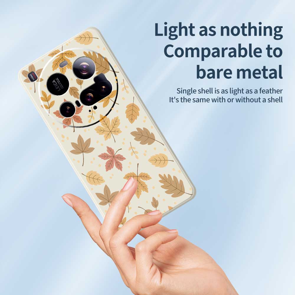 For Xiaomi 15 Ultra Case Leaves Pattern Printing Straight Edge TPU Phone Back Cover