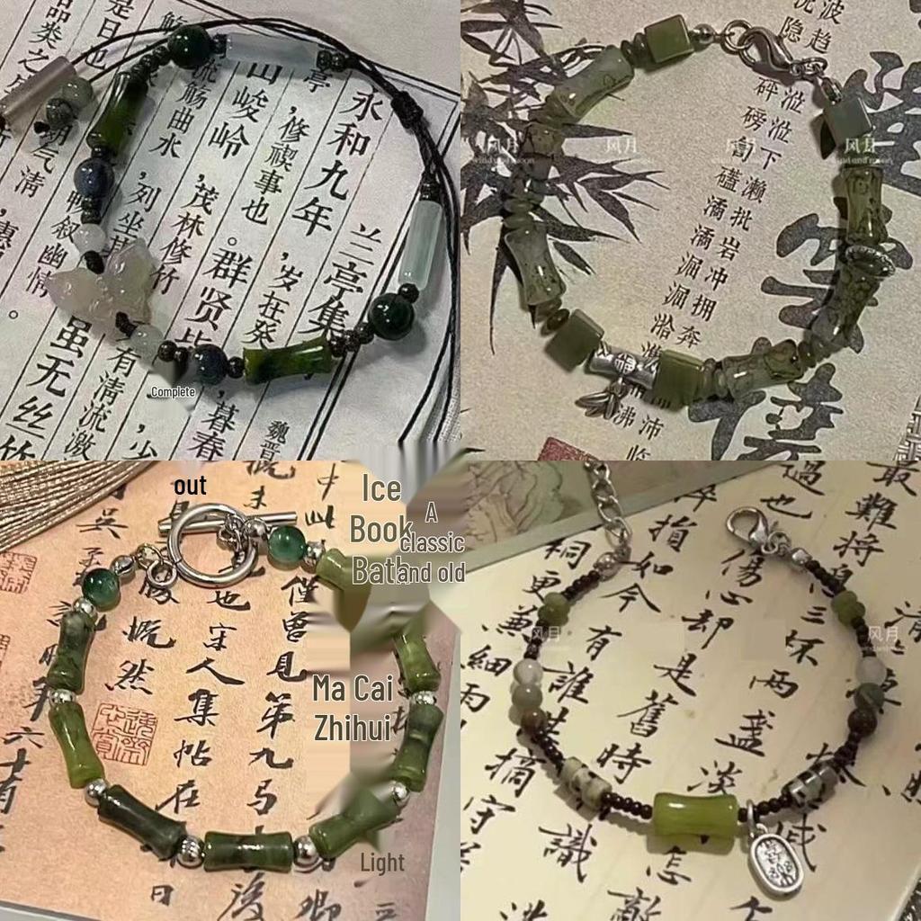 Retro Green Tea Beaded Bracelet: Elegant, High-End Chinese-Style Jewelry