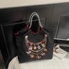 Spring and Summer Flower Horse Embroidery Shopping Bag Niche Canvas Bag Horse Shoulder Messenger Bag Women