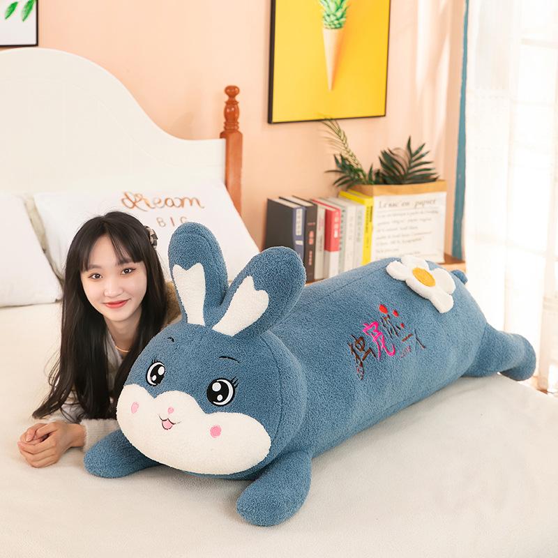 Cute little flower lying down rabbit plush toy doll cute sleeping doll boys and girls birthday gift