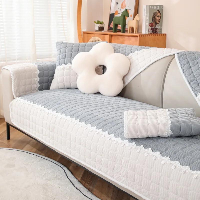 Corduroy Sofa Cover Plaid Anti-slip Sofa Towel for Sectional Sofa Thickening  Modern Couch Cushion Multifunctional Covers Carpet
