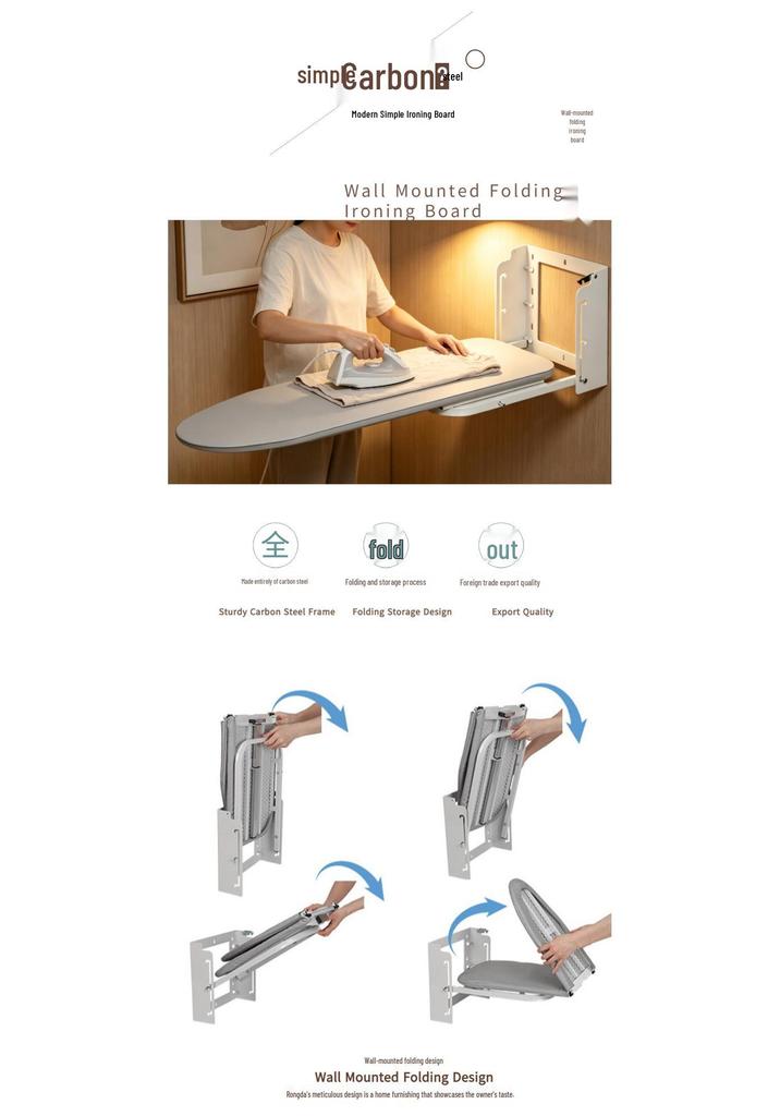 Wall-Mounted Adjustable Folding Ironing Board - Breathable, Anti-Scald, High-Temperature Resistant
