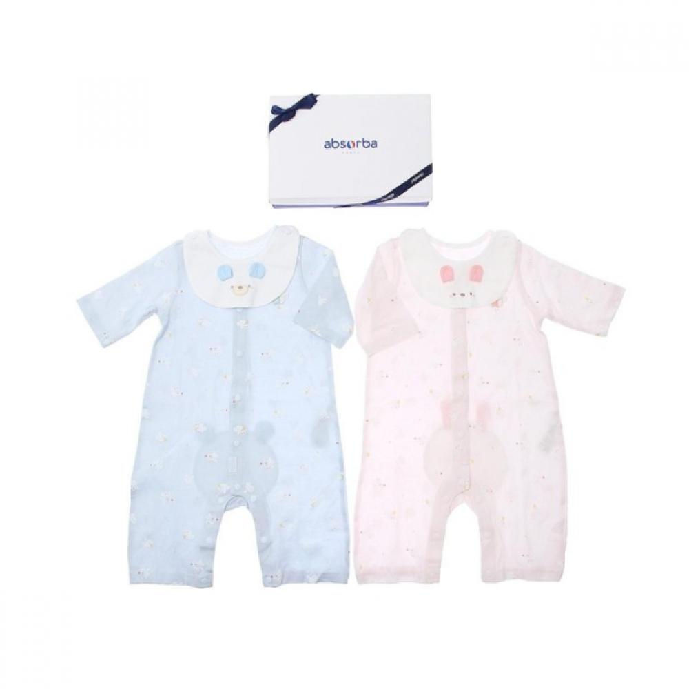 Absorba 3 4 Sleeve Romper Set Of 2 Dodo Modal Choose 1 A1310603ac blue+blue/75(2-6M)