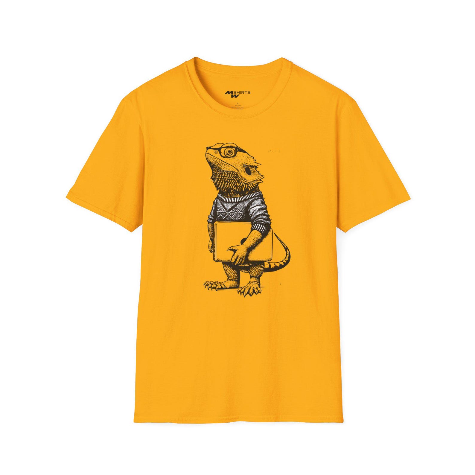 Web Developer Bearded Dragon T-Shirt: Engraving Style Graphic Tee XL