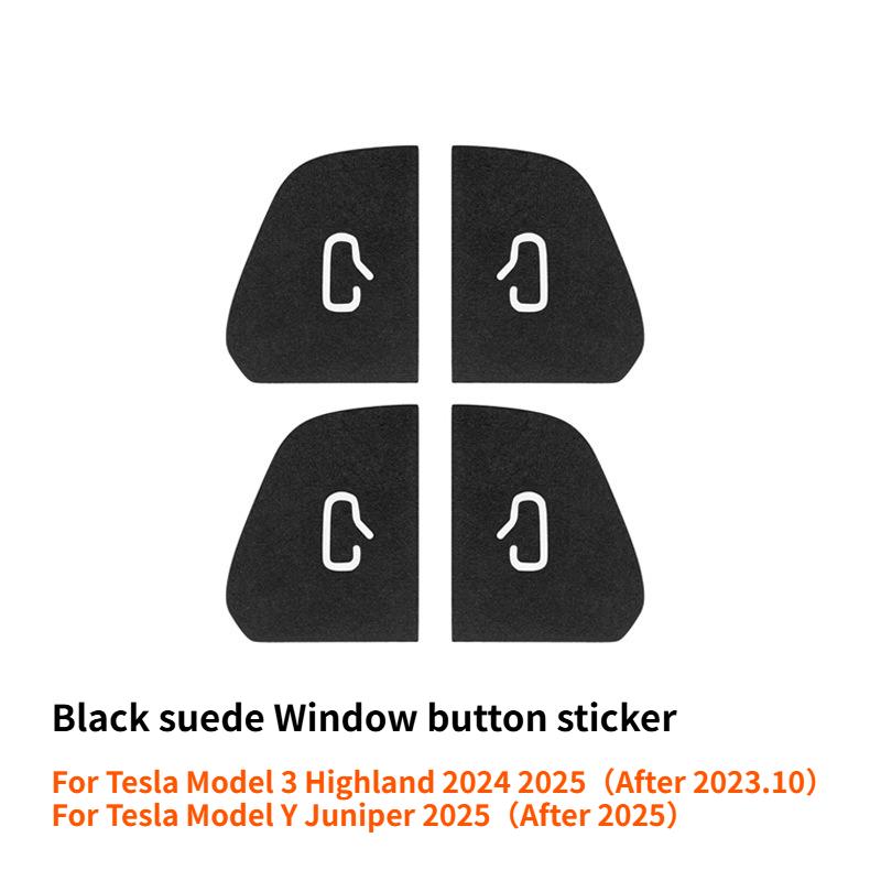 For Tesla Model 3 Y 2017-2025 New Model 3 Y Juniper Suede Door Switch Lock Button Trim Decor Car Sticker Interior Accessories