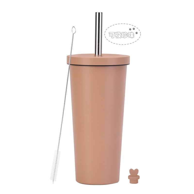 

Кружка-непроливайка из нержавеющей стали 304, внутренняя колба, чашка для бабл-ти, вакуумная двухслойная термоизоляция, соломинка, вода 710ml хаки