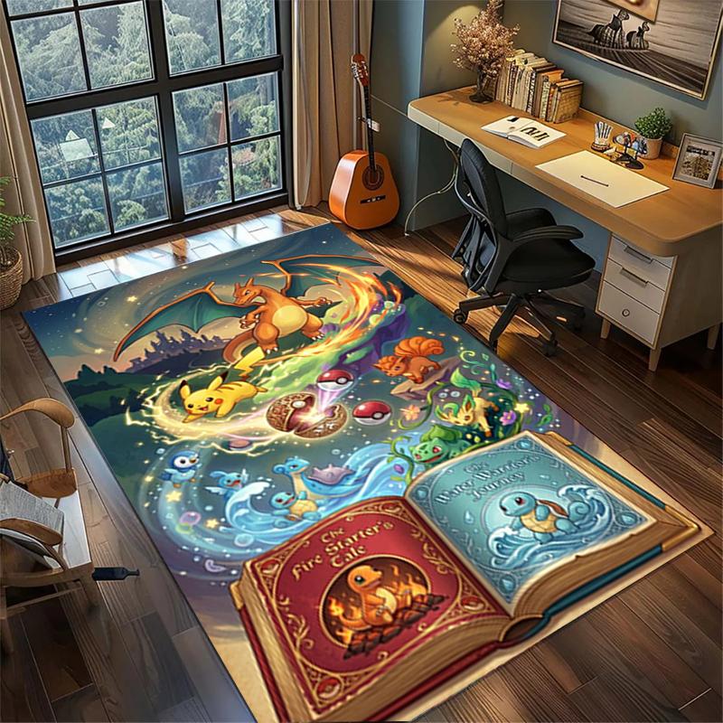 "Pokémon" Large Area Rug Carpet Non Slip Washable Floor Mat Gamer Room Bedroom Home Decor—kwq71