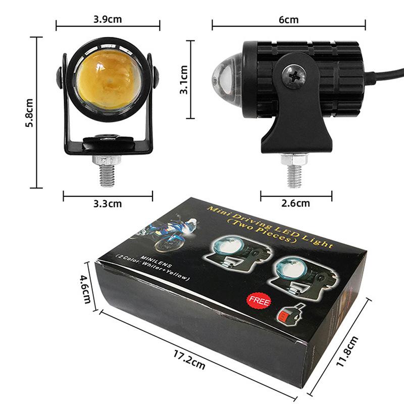 Dual-Color LED Spotlight: Electric Car/Motorcycle High/Low Beam Headlight with Steel Cannon Design for Super Bright Illumination