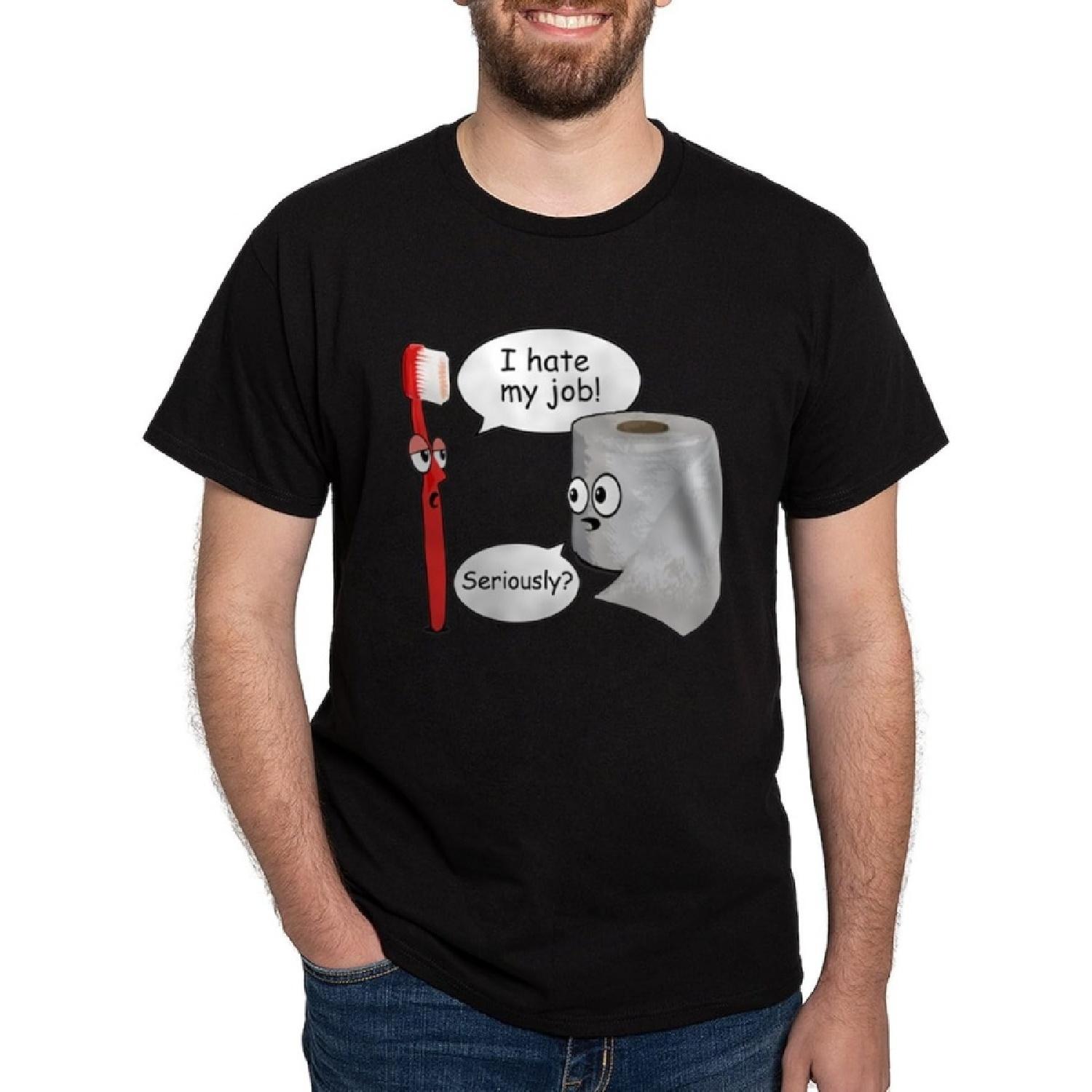 CafePress Забавные надписи Я ненавижу свою работу Футболка Мужская 100% Хлопок, Классическая Графическая Темная Футболка S