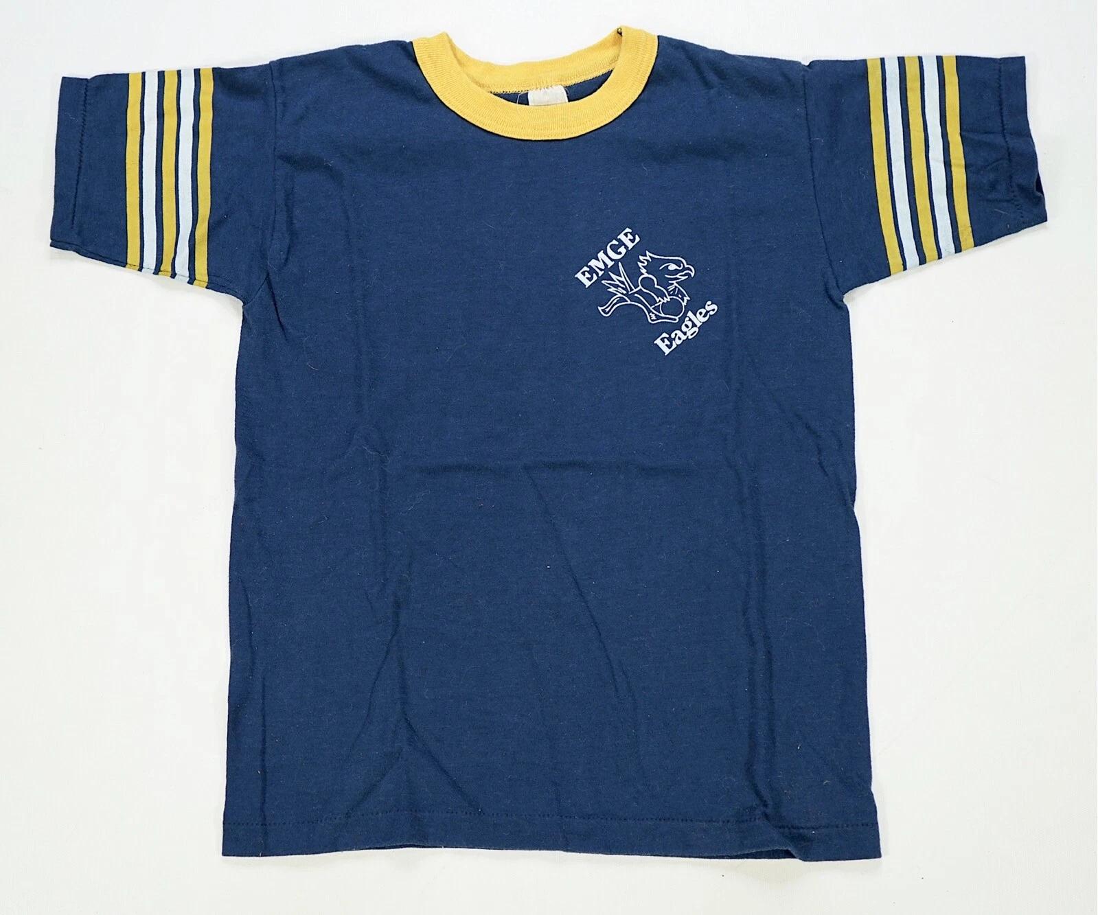 Rare VTG EMGE Junior High School Eagles Belleville Illinois Ringer T Shirt 80s L 2XL