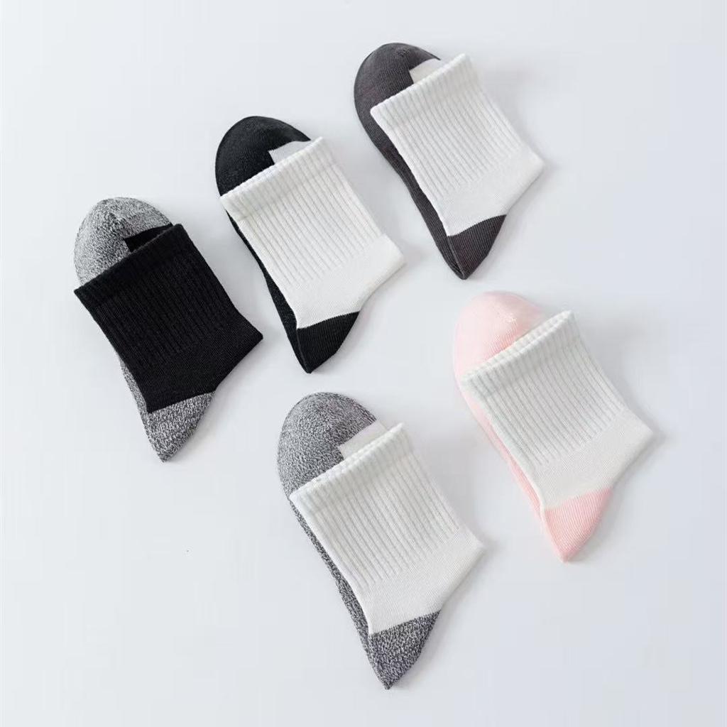 5 Pairs Children Socks 100% Cotton Black White Patchwork Colors Baby Girl Boy Sports School Tube Socks For 2-12 Years