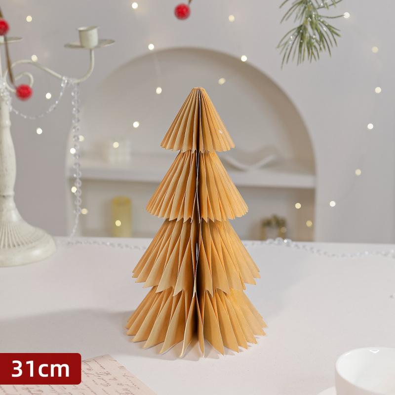 Christmas Decorations Three-dimensional Honeycomb Paper Folding Small Christmas Tree Desktop Ornaments Window Atmosphere Scene Layout