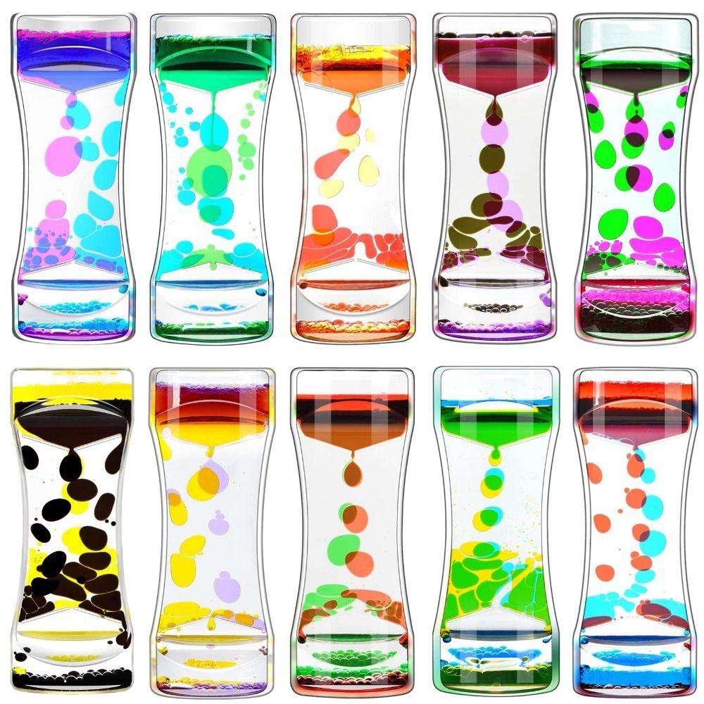 Double Colors Oil Hourglass Timer Creative Movement Sensory Toys Oil Hourglass Kids Toy