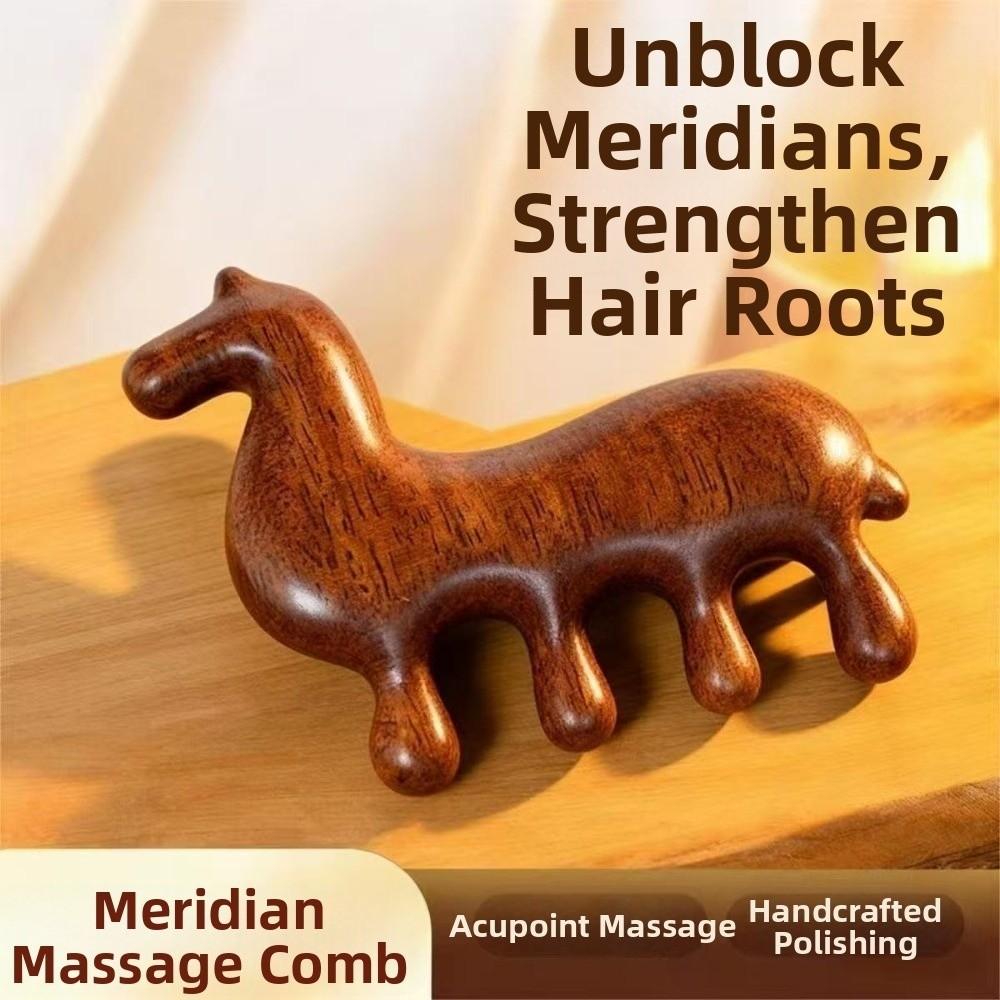 Sandalwood Scalp Point Massage Brush Coarse Tooth Body Meridian Massage Comb  Meridian Therapy