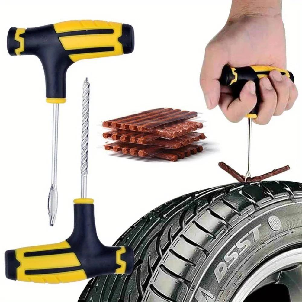 7 Pcs Car Tire Repair Tools Tire Repair Kit with Rubber Strips Tubeless Tyre Puncture Studding Plug Set for Truck Motorcycle