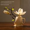 Magnolia Zen Vases Set: Bonsai-Style Table Ornaments & Home Decor Floral Art