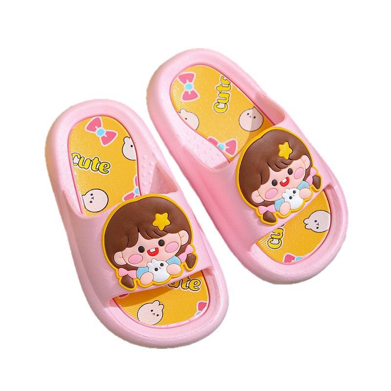 Soft Cartoon Cute Dinosaur Slippers Platform PVC Cartoon Animal Slippers Solid Anti Slip Children's Bathroom Sandals Girls
