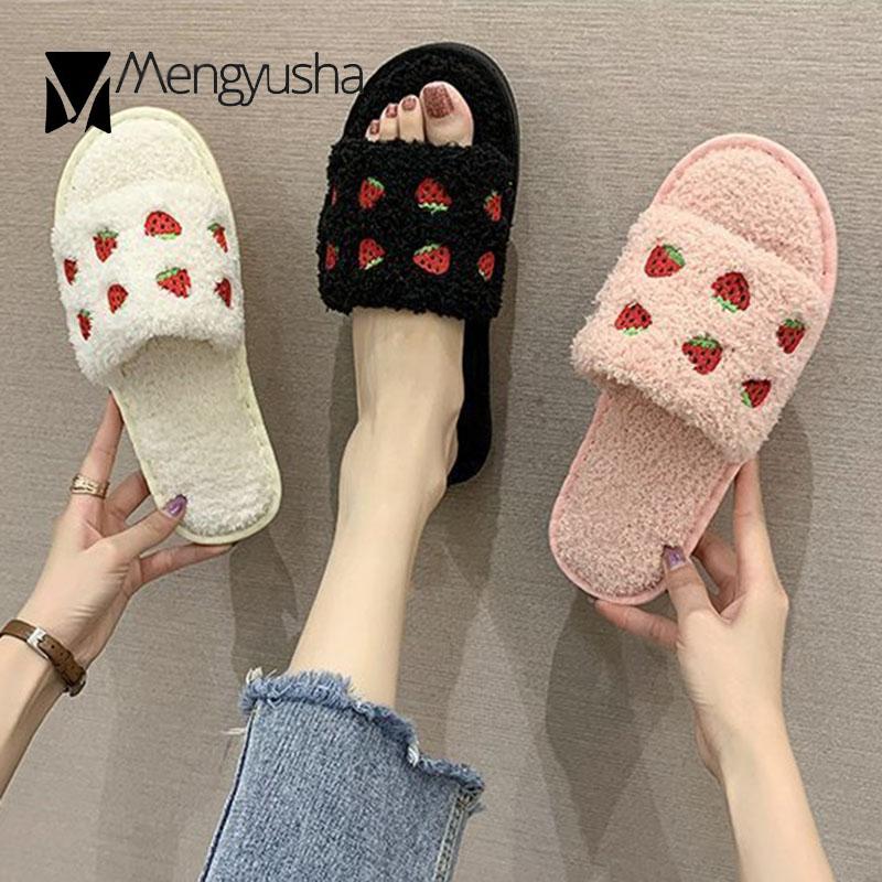 Тапочки для девочек из клубничной овечьей шерсти — фото 4