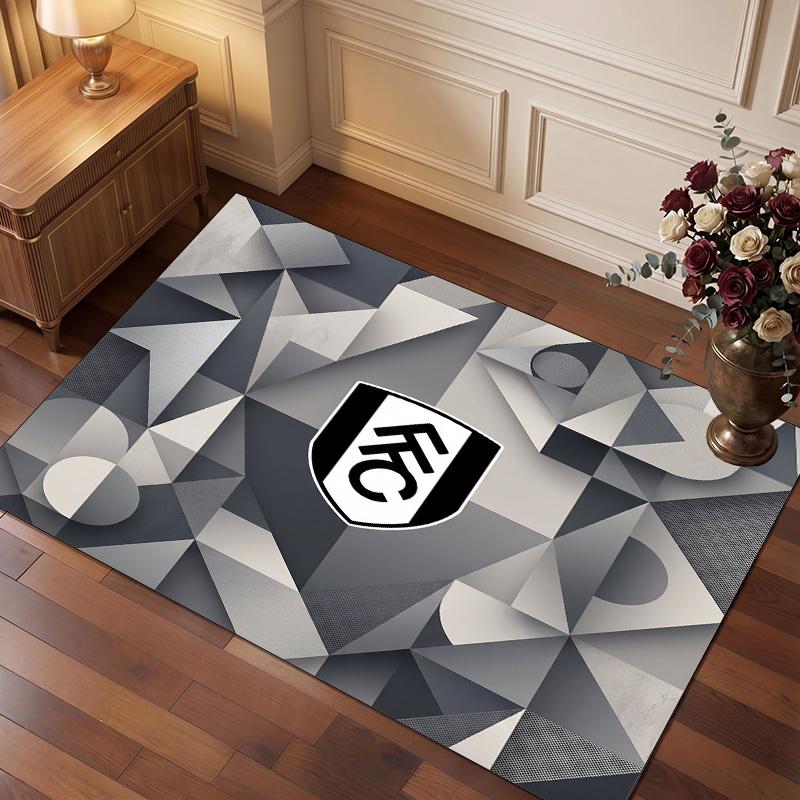 Fulham Football Print Crystal Velvet Rug, Comfortable Water Absorbent Non Slip Indoor Floor Carpet