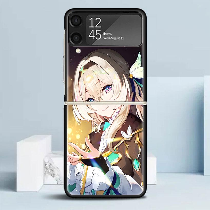 

Honkai Star Rail Firefly Black Cover for Samsung Galaxy Z Flip 7 6 5 4 3 5G Phone Case Flip7 Flip6 Flip5 Flip4 Flip3 Pattern Cas Samsung Z Flip 7