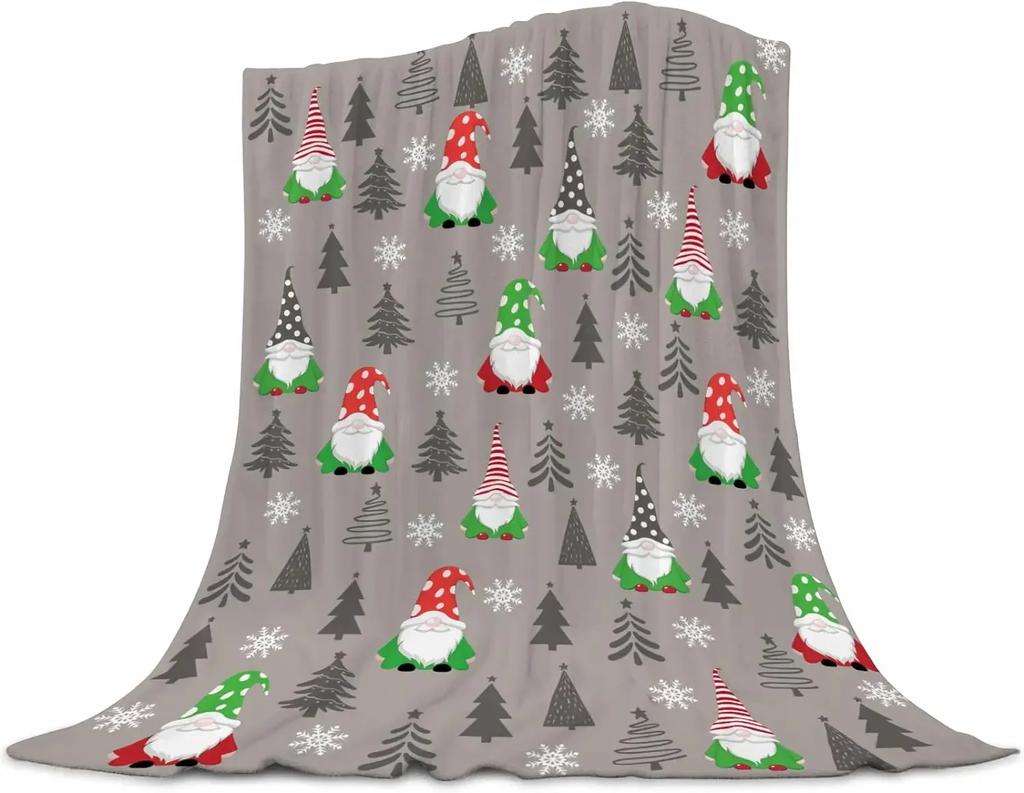 Christmas Gnome Throw Flannel Blanket Merry Christmas Gnome Xmas Gifts Living Room Bedroom Sofa Couch Warm Soft Bed Blanket