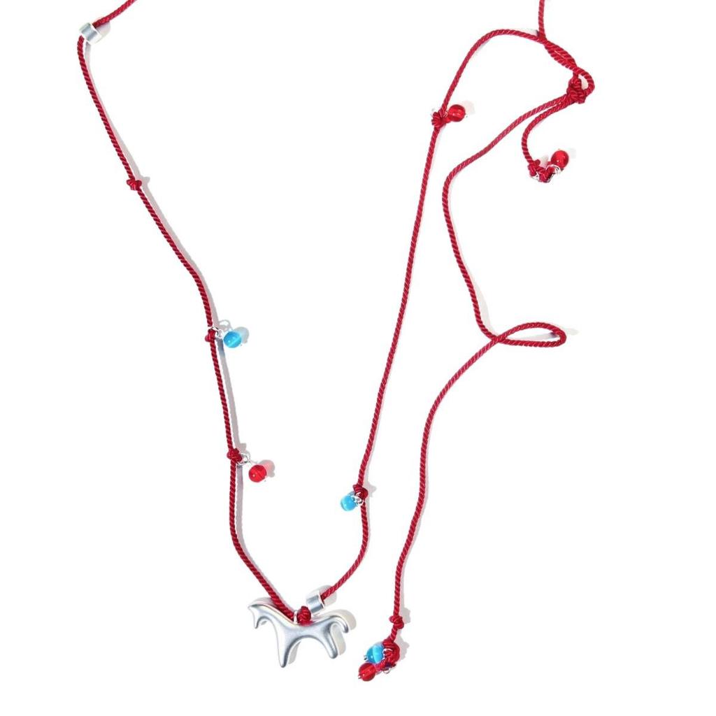 High-End Niche Personalized Red String Necklace with Agate Cat's Eye Pendant for Women