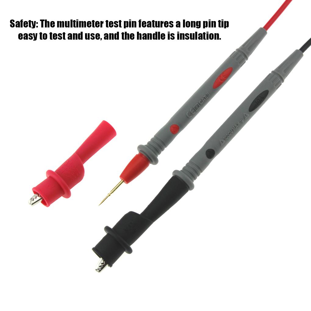 1 Pair Multimeter Test Pin Electrician Wire Pen Probe Insulated Handle Needle Professional Measurement with Clip