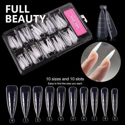 100pcs/Box Transparent Sharp Nail Tips Form Nail Extension Mold Quick Building Nail Mold Manicure Tool