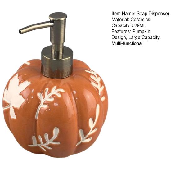 529ML Halloween Pumpkin Liquid Soap Dispenser Shampoo Body Hand Wash Shower Gel Facial Cleanser Container Bathroom Refillable Empty Press Pump Bottle
