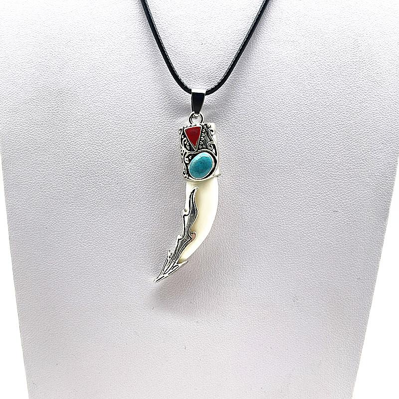 Fashion Brave Men's Pendant Necklace Vintage Bronze Wolf Tooth Alloy Pendant Necklace Fashion Choker Jewelry